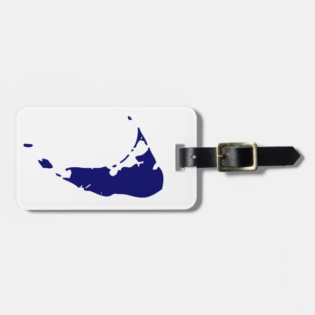 Étiquette À Bagage Carte de l'île de Nantucket Blue (Devant horizontal)