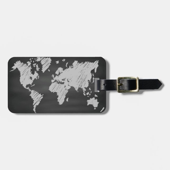 Étiquette À Bagage Carte de tableau du monde (Devant horizontal)