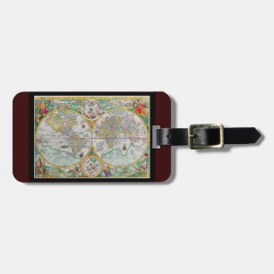 Étiquette À Bagage Carte de Vieux Monde avec l'illustration colorée