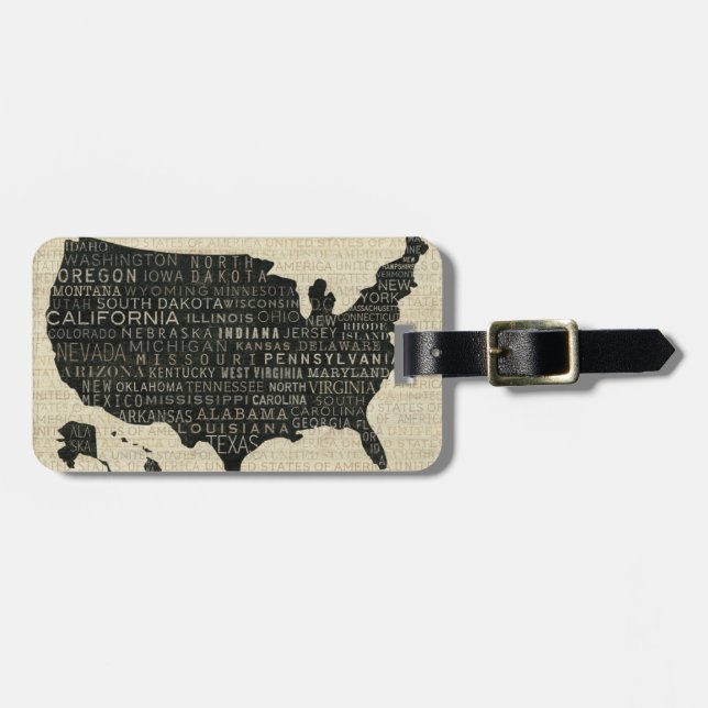 Étiquette À Bagage Carte des Etats-Unis (Devant horizontal)