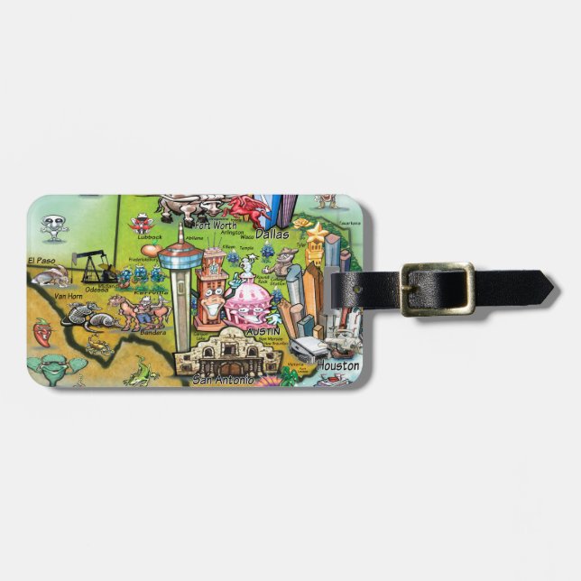 Étiquette À Bagage Carte des loisirs du Texas (Devant horizontal)
