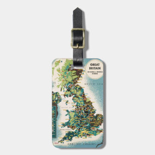 Étiquette À Bagage Carte des ressources de la Grande-Bretagne vintage