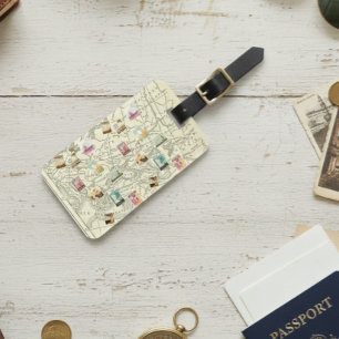Étiquette À Bagage Carte des timbres de voyage de l'Ephémère de décou