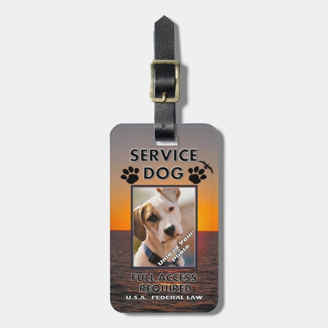 Étiquette À Bagage Carte d'identité à photo de chien de service de (Devant Vertical)