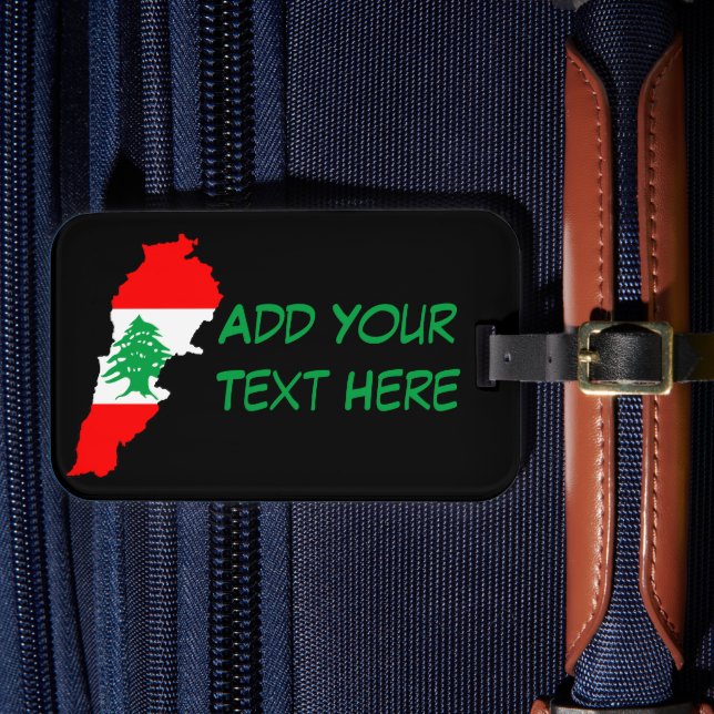 Étiquette À Bagage Carte du Liban avec drapeau (Insitu Rectoal 4)