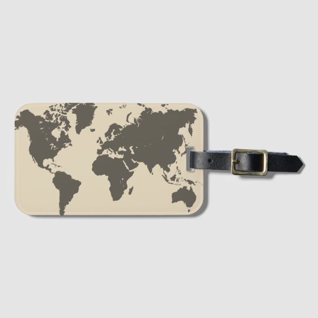Étiquette À Bagage Carte du monde (Devant Horizontal)