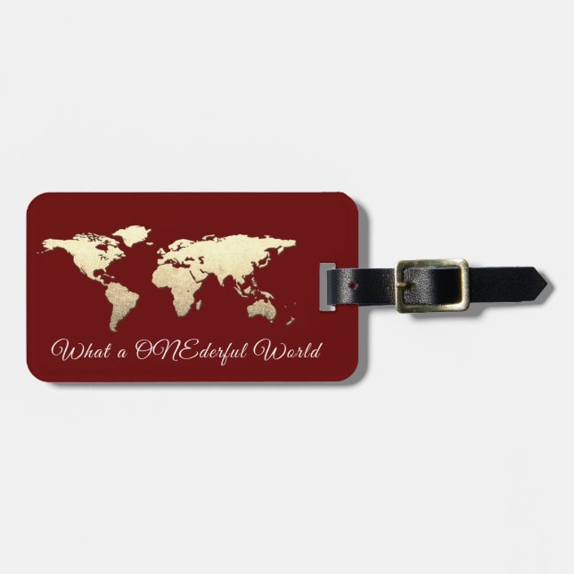 Étiquette À Bagage Carte du monde Adresse quel ONEderful Gold Bourgog (Devant horizontal)