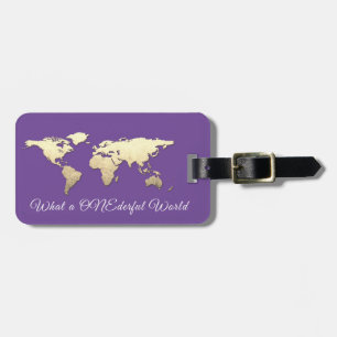 Étiquette À Bagage Carte du monde Adresse quel un ONEderful or violet