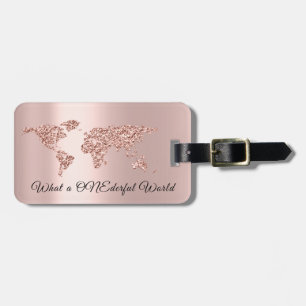 Étiquette À Bagage Carte du monde Adresse Quel un seul et unique Rose