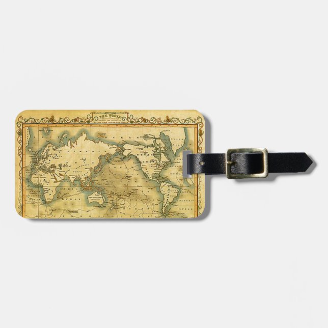 Étiquette À Bagage Carte du monde antique (Devant horizontal)