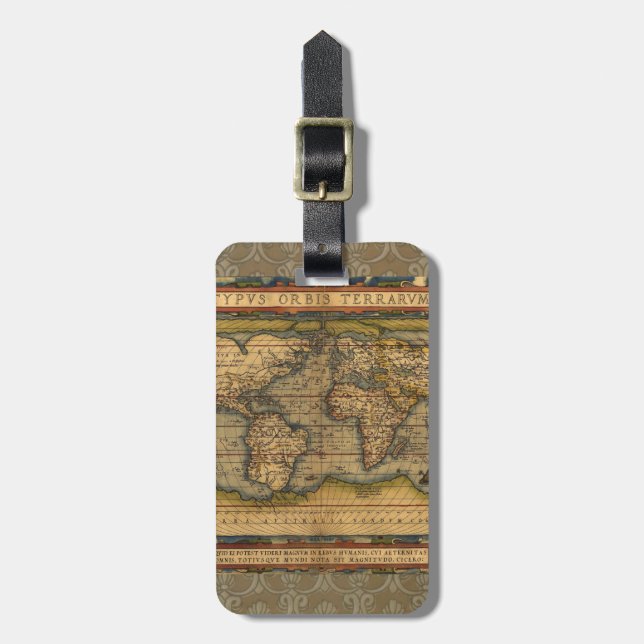 Étiquette À Bagage Carte du monde Antique Ortelius Europe Voyage (Devant Vertical)