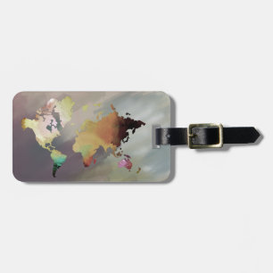 Étiquette À Bagage Carte du monde Aquarelle peinte Élégante propreté