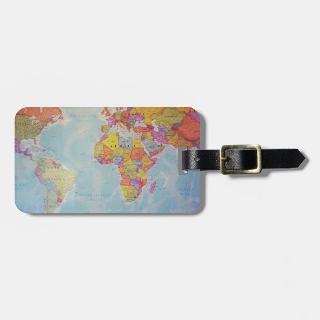 Étiquette À Bagage Carte du monde cool (Devant horizontal)