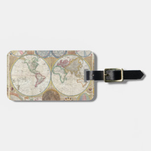 Étiquette À Bagage Carte du monde de voyage Antique Vintage