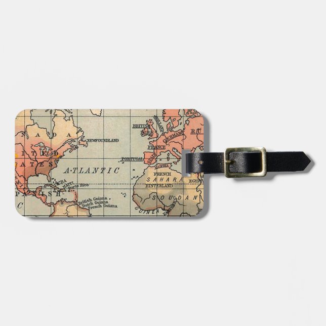 Étiquette À Bagage Carte du monde du voyage  (Devant horizontal)
