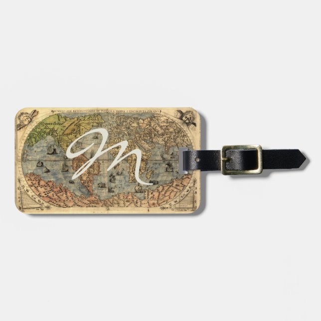 Étiquette À Bagage Carte du monde Forlani Antiquev 1565 Renaissance (Devant horizontal)