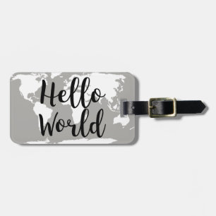 Étiquette À Bagage Carte du monde Hello moderne Silhouette