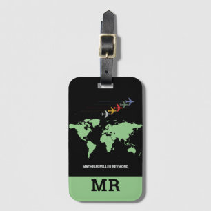 Étiquette À Bagage  carte du monde international voyage identificateu