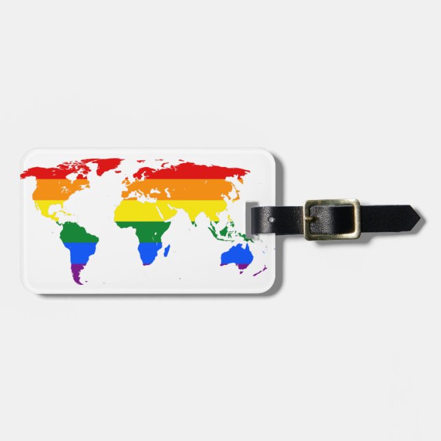 Étiquette À Bagage Carte du monde LGBT Pride - Balise bagage personna (Devant horizontal)