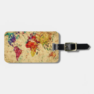 Étiquette À Bagage carte du monde vintage