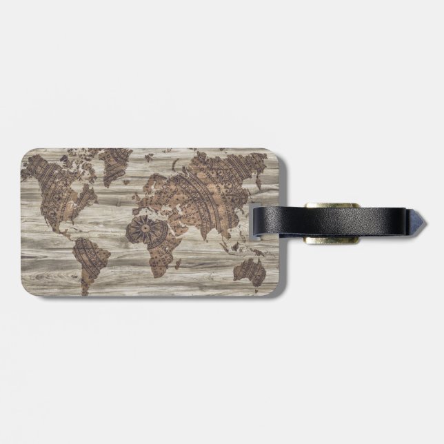 Étiquette À Bagage Carte du monde Wanderlust | étiquette de bagage (Dos horizontal)