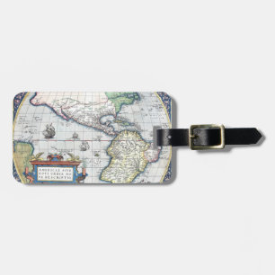 Étiquette À Bagage Carte du nouveau monde 1570 des Amériques