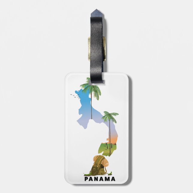 Étiquette À Bagage Carte du Panama Impression d'affiche illustrée de  (Dos Vertical)