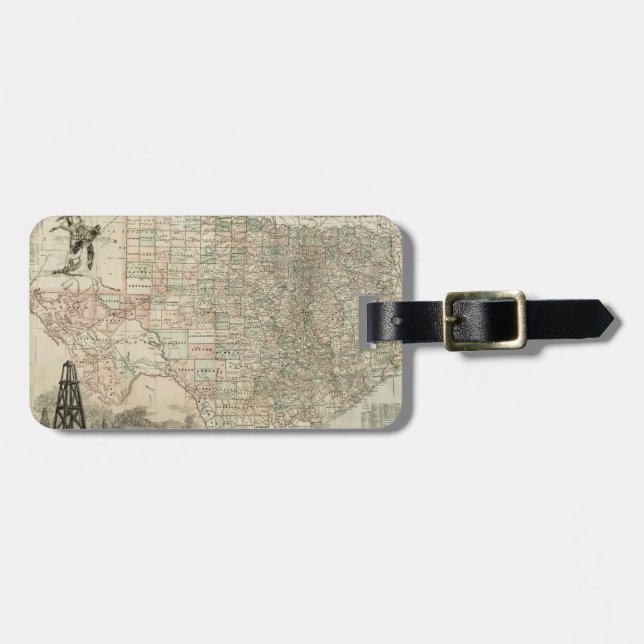 Étiquette À Bagage Carte du Texas aux frontières du comté (Devant horizontal)