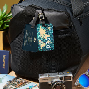 Étiquette À Bagage Carte du voyageur du monde moderne Parties scintil