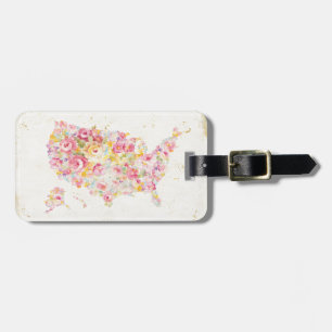 Étiquette À Bagage Carte florale des Etats-Unis