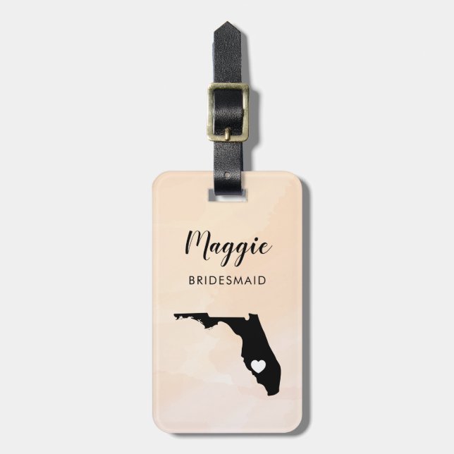 Étiquette À Bagage Carte Floride Balise de bagage, Soirée de mariage  (Devant Vertical)