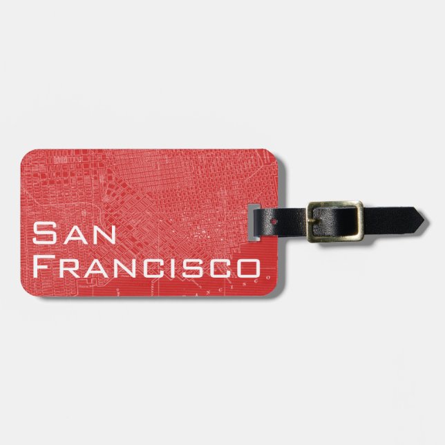 Étiquette À Bagage Carte graphique de San Francisco (Devant horizontal)