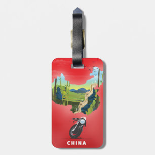 Étiquette À Bagage Carte illustrée de Chine affiche de voyage