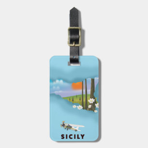 Étiquette À Bagage Carte illustrée Sicile poster voyage