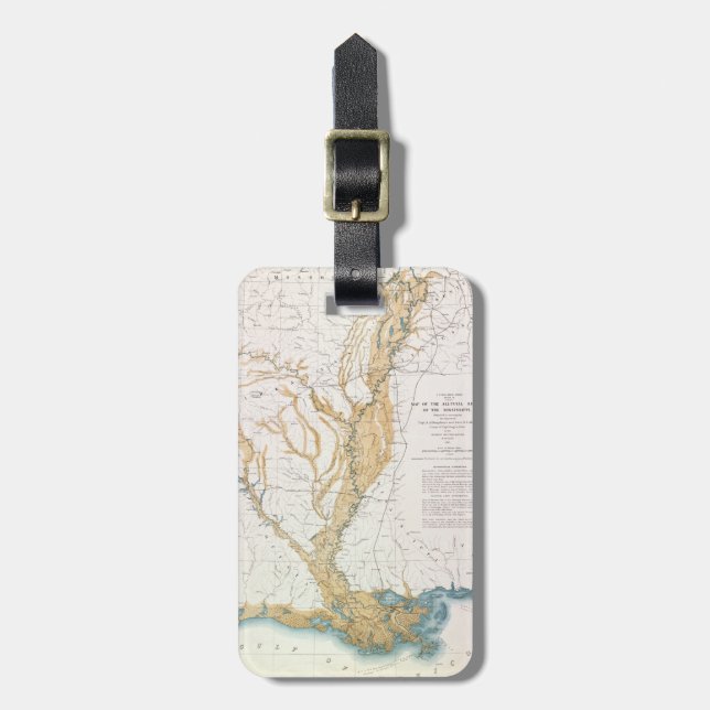 ÉTIQUETTE À BAGAGE CARTE : LE FLEUVE MISSISSIPPI, 1861 (Devant Vertical)