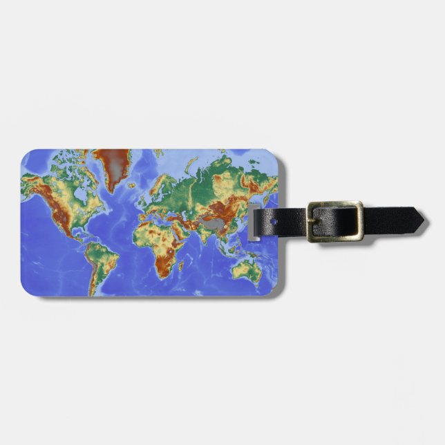 Étiquette À Bagage Carte mondiale géographique internationale (Devant horizontal)