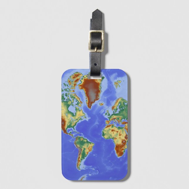 Étiquette À Bagage Carte mondiale géographique internationale (Devant Vertical)