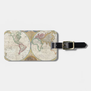 ÉTIQUETTE À BAGAGE CARTE MONDIALE VINTAGE