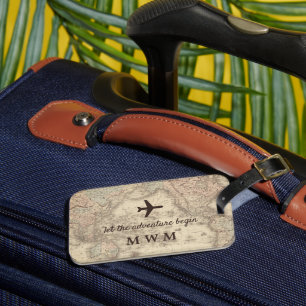 Étiquette À Bagage Carte personnalisée du monde Vintage