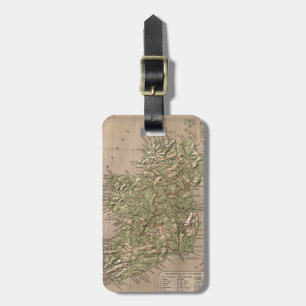 Étiquette À Bagage Carte physique vintage de l'Irlande (1880)