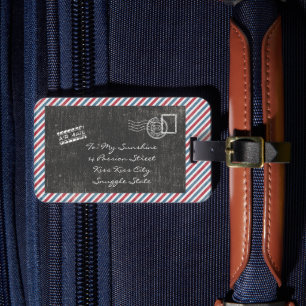 Étiquette À Bagage Carte postale Vintage Dark Grey