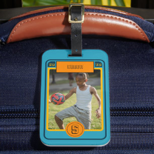 Étiquette À Bagage Carte Retro Blue Football inspirée Personnalisée