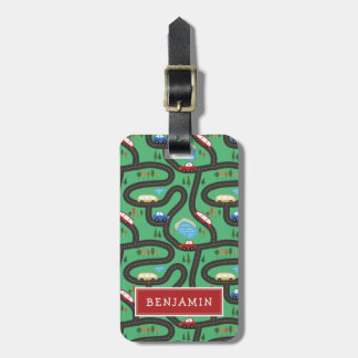 Étiquette À Bagage Carte routière pour enfants - Rouge et Bleu - Nom