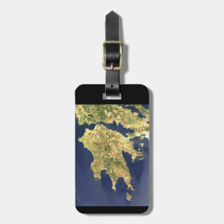 Étiquette À Bagage carte satellite de la grèce péloponnèse - noir