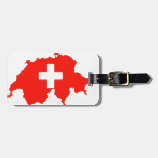 Étiquette À Bagage Carte suisse de drapeau (Devant horizontal)