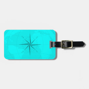 Étiquette À Bagage Carte turquoise lumineuse attrayante du monde avec