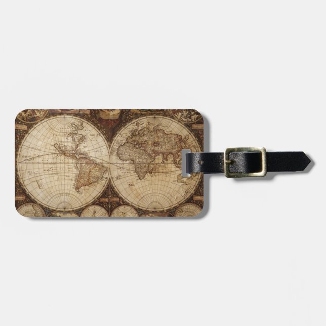 Étiquette À Bagage Carte vintage (Devant horizontal)