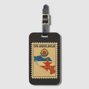Étiquette À Bagage Carte vintage de la Yougoslavie socialiste timbrée