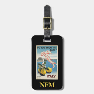 Étiquette À Bagage Carte vintage de l'Italie de voyage de monogramme