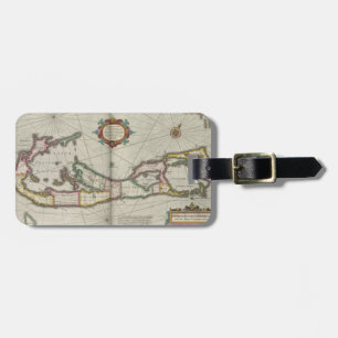 Étiquette À Bagage Carte vintage des Bermudes (1638)